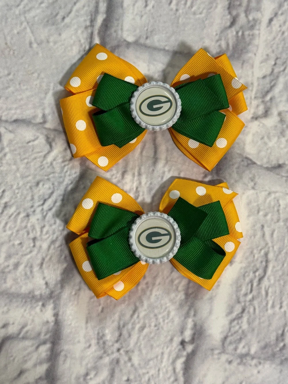Custom Made Green Bay Packers Fabric Hair Bows